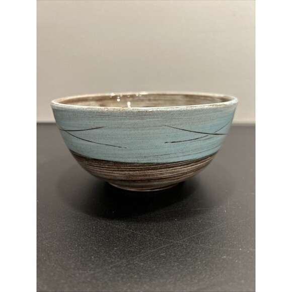 1950's Santa Anita Ware Vreni Pattern Bowl Brown & Turquoise - Picture 1 of 5